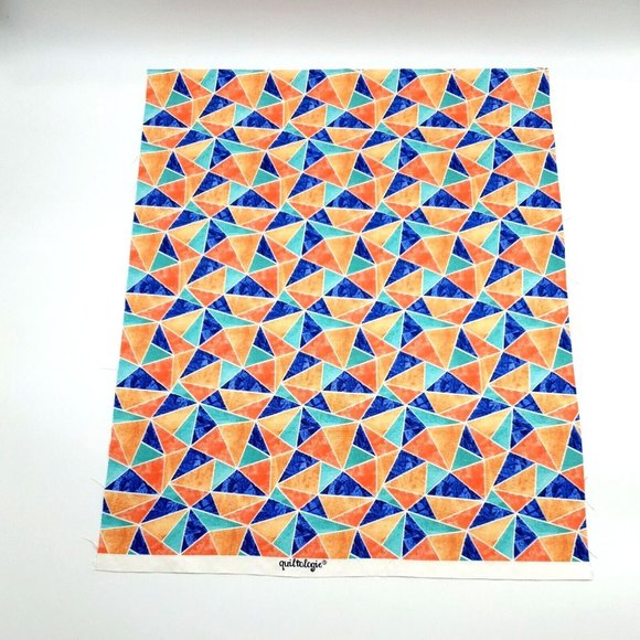 Geometric Orange Teal Quilt Fat Quarter Fabric 100% Cotton 18" x 21" Min Cut Sew - Picture 1 of 6
